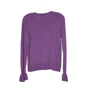 Nanette Lepore Sweater Womens Large Burgundy Merino Wool Ruffle Cuff Feminine